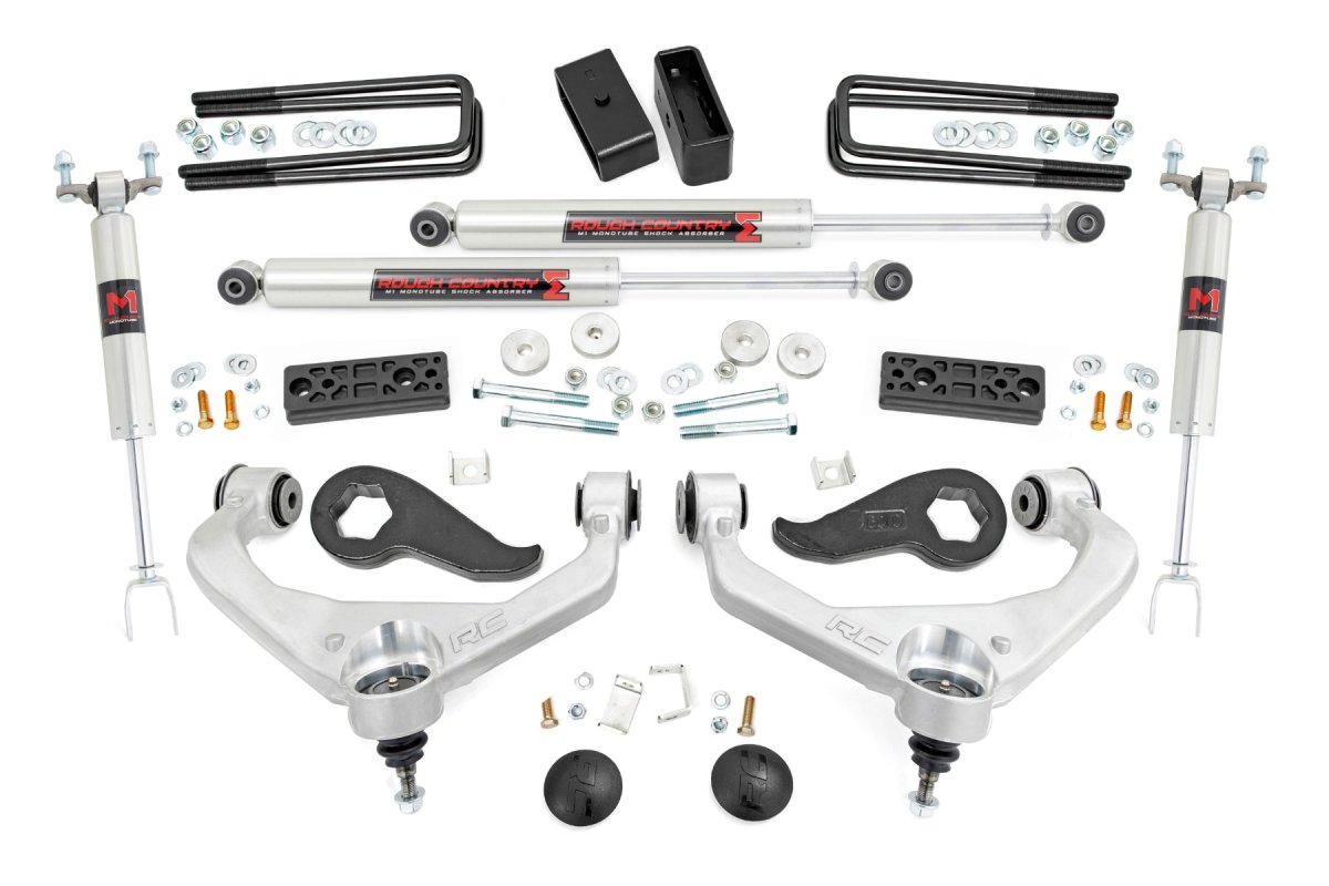 Chevrolet Silverado 3500 HD Suspension Lift Kit - Front + Rear - Rough Country - 3.5 Inch Lift Kit + Upper Control Arms + M1 - '20-'24